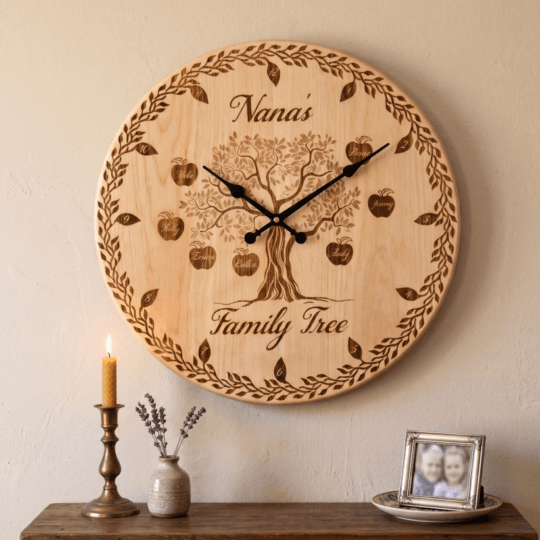 Personalized Wooden Family Tree Clock