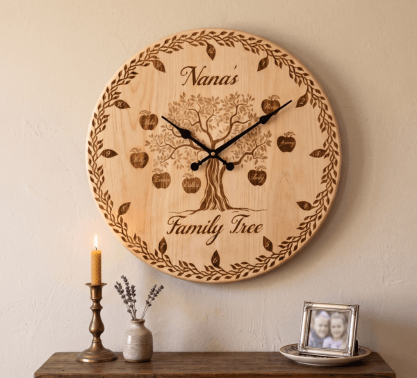 Personalized Wooden Family Tree Clock
